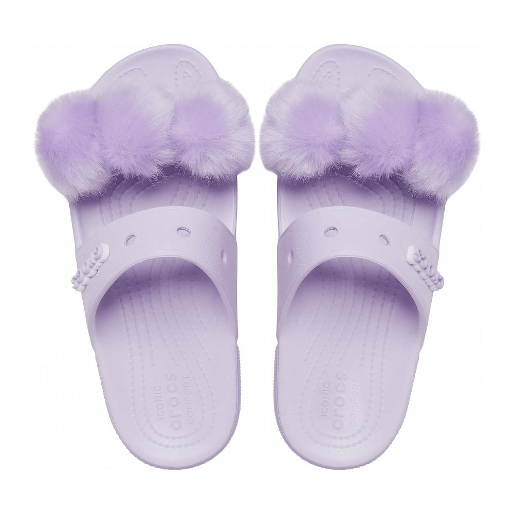 Purple Men's Crocs Classic Fur Sure Sandals | NZ 1249QMAZ